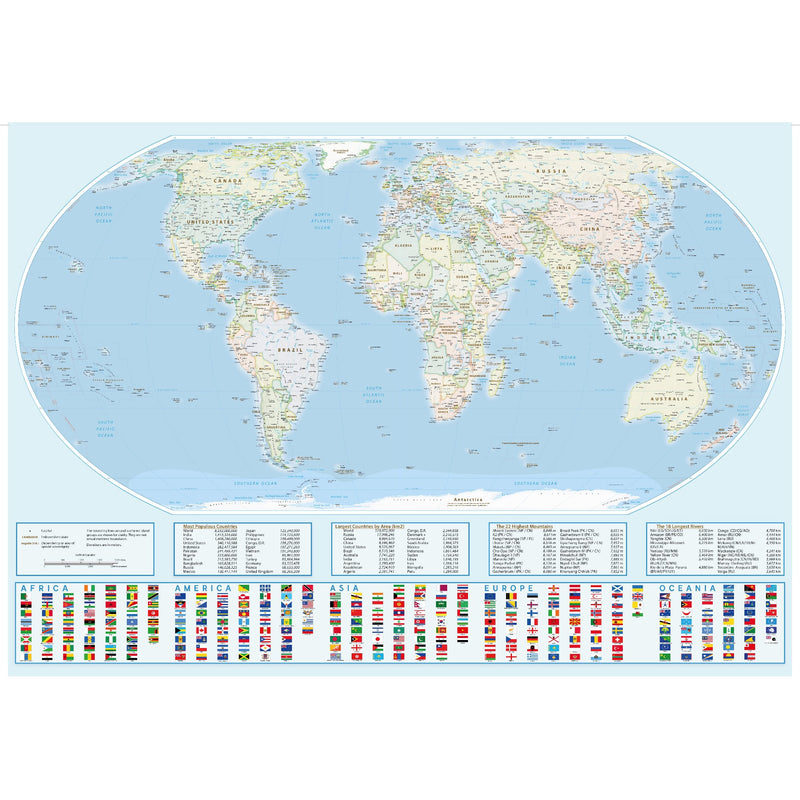 Poster Weltkarte XXL Equal-Earth-Projektion (118,9 x 84,1 cm)