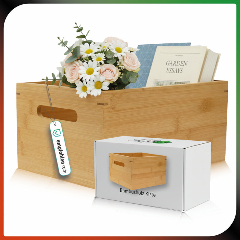 Holzkiste mit Griffe aus Bambus 30 x 20 x 14 cm