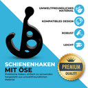 8 Stück Haken für Kederschiene 7mm Schwarz