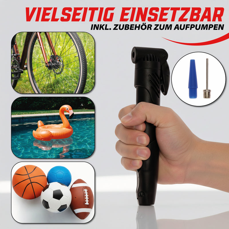 Fahrrad-Handpumpe Luftpumpe inkl. Halterung + Zubehör Basic Schwarz 20 cm